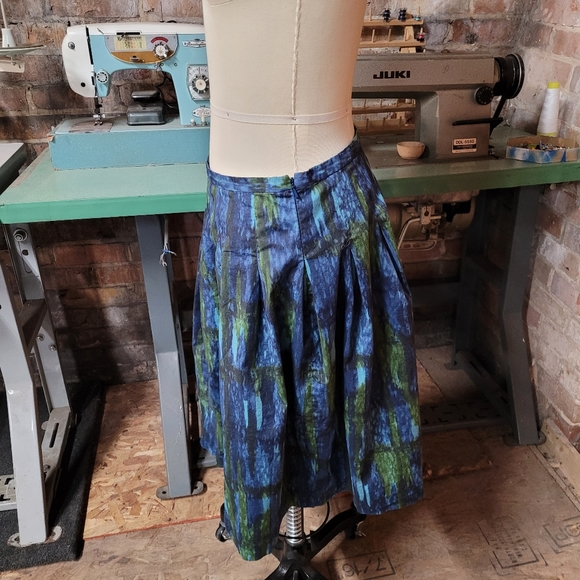 Talbots blue Green pleated skirt 6 petite - Picture 5 of 7
